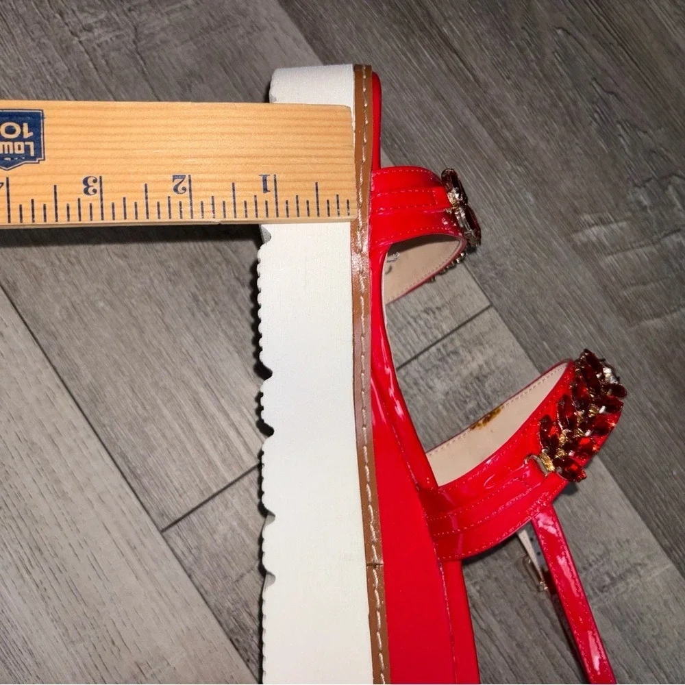 Primadonna Crystal Embellished‎ Platform Sandals Red Excellent Italian eu 40